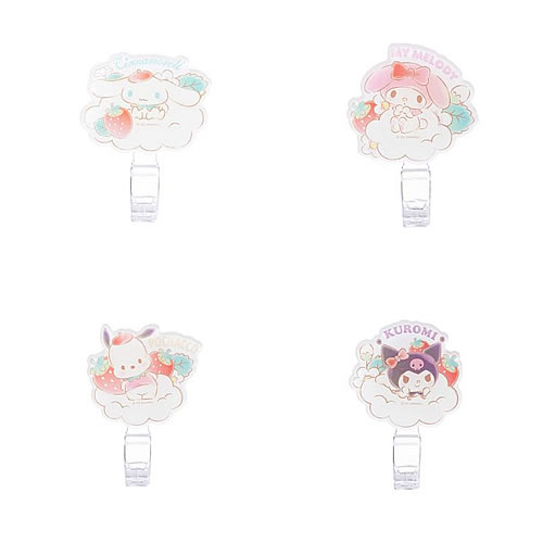 CONJUNTO 4 GANCHOS ADESIVOS EM ACRÍLICO MODELO SANRIO PERSONAGENS
