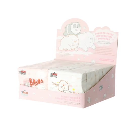 LENÇOS DE PAPEL PARA CUIDADOS FACIAIS MODELO URSOS SEM CURSO 50 FOLHAS TAMANHO 188x105mm.