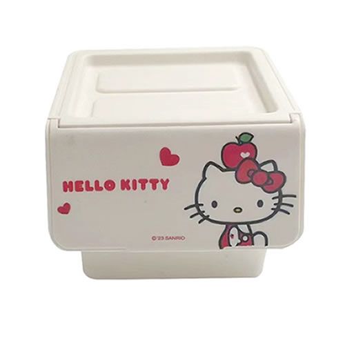 CAIXA ORGANIZADORA COM ABERTURA AMPLA SANRIO MODELO HELLO KITTY TAMANHO 12x10x8 CM.