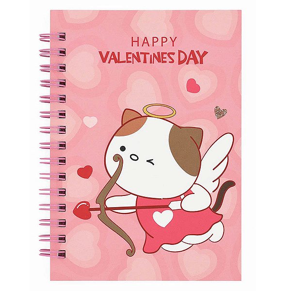 CADERNO DE ANOTAÇÕES HAPPY VALENTINE'S DAY 50 FOLHAS ROSA.