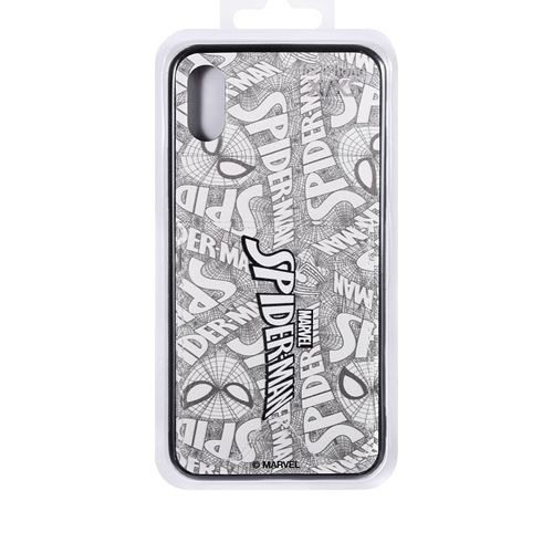 Capa de celular para IPHONE X/XS, Homem Aranha/Spiderman, Série Marvel. Cor preto e branco
