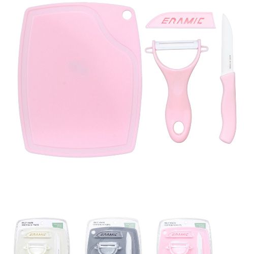KIT FACA, DESCASCADOR E TABUA PARA FRUTAS