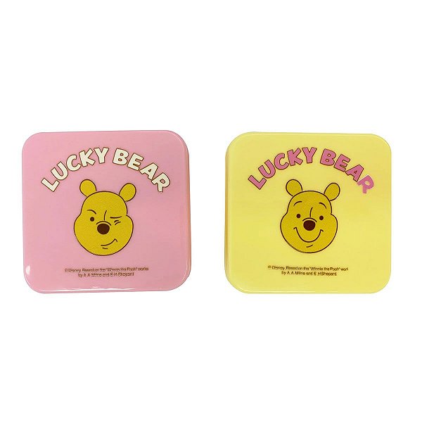 CONJUNTO DE POTES PLÁSTICOS QUADRADOS DISNEY URSINHO POOH 2 PÇS. 9x9 CM.