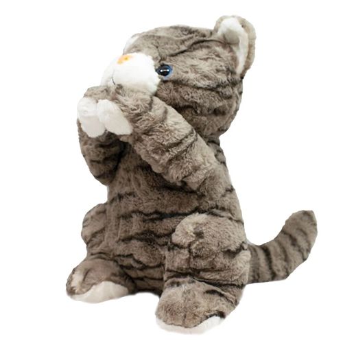 Pelúcia: Gato Pelagem Cinza Patas Levantadas 18cm