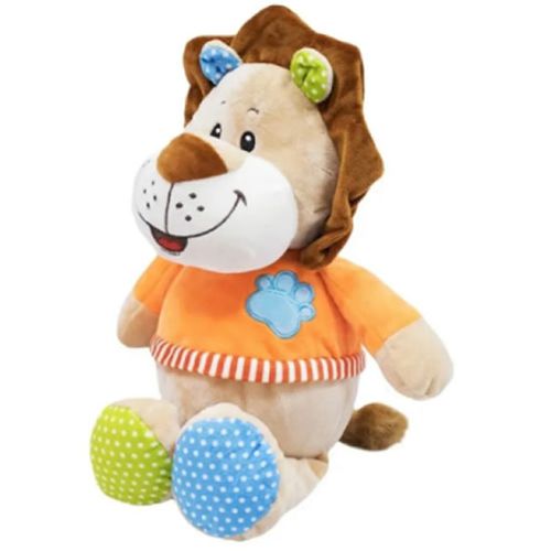 Pelúcia: Leão Com Roupa Laranja 29cm.