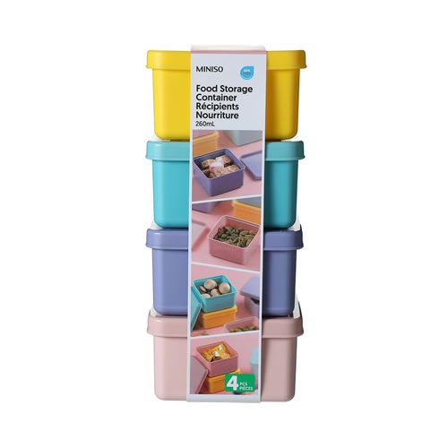 CONJUNTO COM 4 POTINHOS PARA ARMAZENAR ALIMENTOS 260ML.