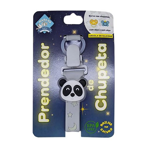 PRENDEDOR CHUPETA BRILHA CINZA PANDA