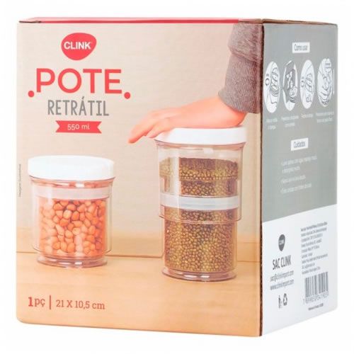 POTE RETRATIL PLASTICO 21,5X10,5CM 850ML
