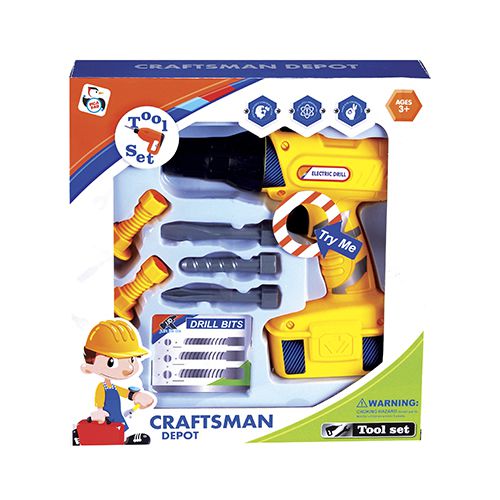 FURADEIRA DE BRINQUEDO ELETRICA COM JOGO DE BROCAS PICA-PAU