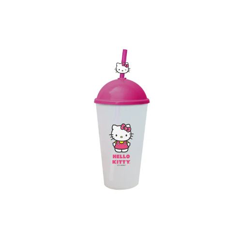 COPO COM CANUDO HELLO KITTY ROSA