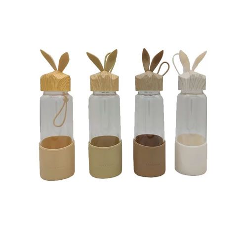 GARRAFA DE VIDRO COM CAPA DE SILICONE (350 ML)