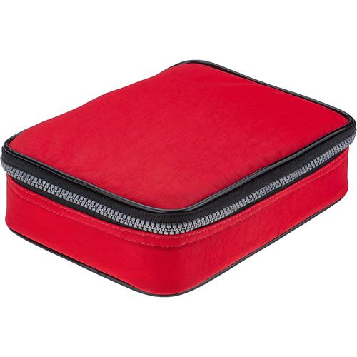 ESTOJO ESCOLAR MODELO NECESSAIRE COM CAPACIDADE PARA 50 LAPIS TAMANHO 20X12X5cm. COR VERMELHO