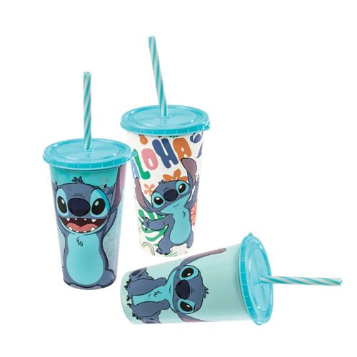 COPO REFRI COM CANUDO STITCH 500 ML