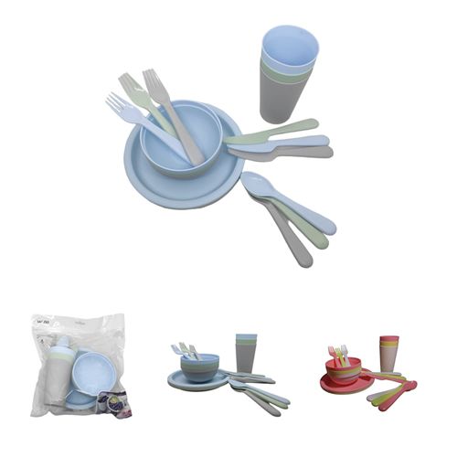 KIT COZINHA 18 PEÇAS ( COPOS,TALHERES,PRATOS,POTES)