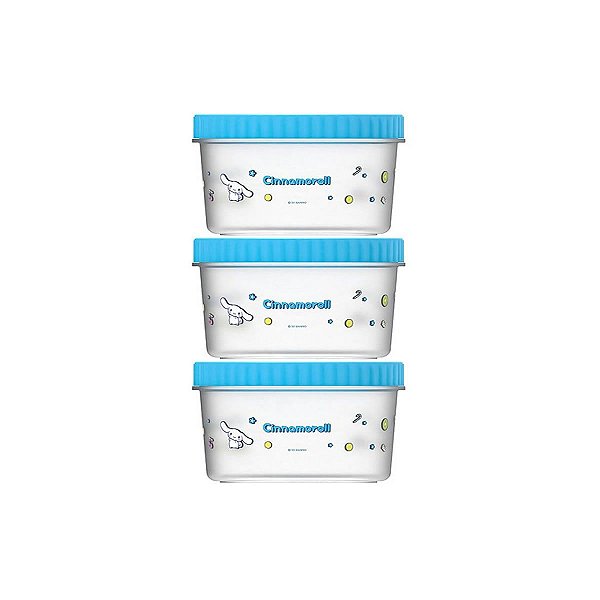 CONJUNTO DE POTES SANRIO MODELO CINNAMOROLL 3PÇS 500 ML.