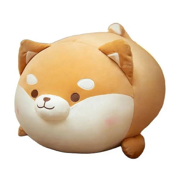 PELUCIA QUE VIRA TRAVESSEIRO DE PESCOÇO FORMATO DE U SHIBA INU