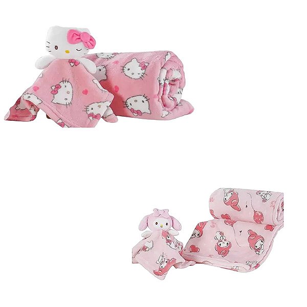 MANTA (100 X 75 CM ) COM NANINHA ( 25X25 CM ) MODELO SANRIO .
