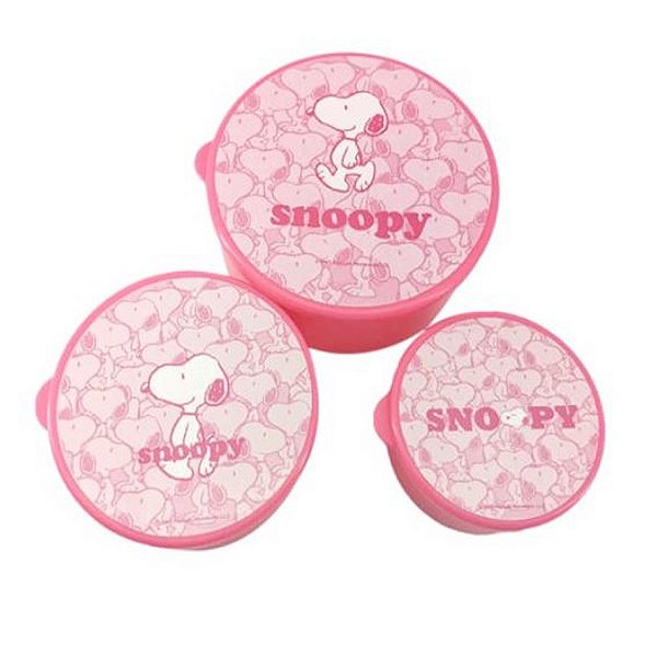 CONJUNTO DE POTES DE ARMAZENAMENTO MODELO SNOOPY 3 PEÇAS