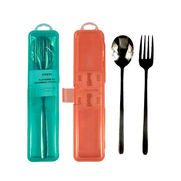 CONJUNTO DE TALHERES INÓX COM ESTOJO DE PLÁSTICO TAM 21 CM.