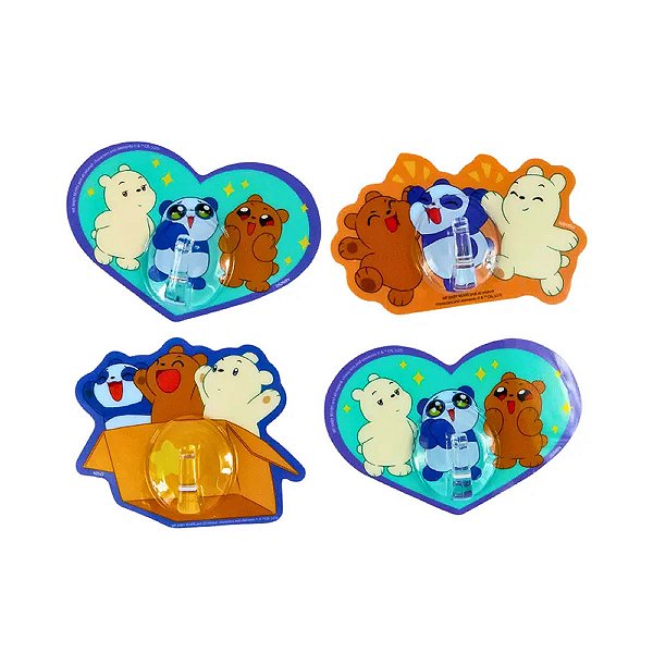GANCHOS ADESIVOS COLEÇÃO WE BARE BEARS BABY 4 PÇS.