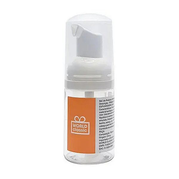 FRASCO ESPUMADOR TRANSPARENTE REDONDO COM VALVULA  100 ML.