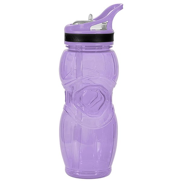 GARRAFA SQUEEZE COM ALÇA E CANUDO COR ROXO 650 ML.