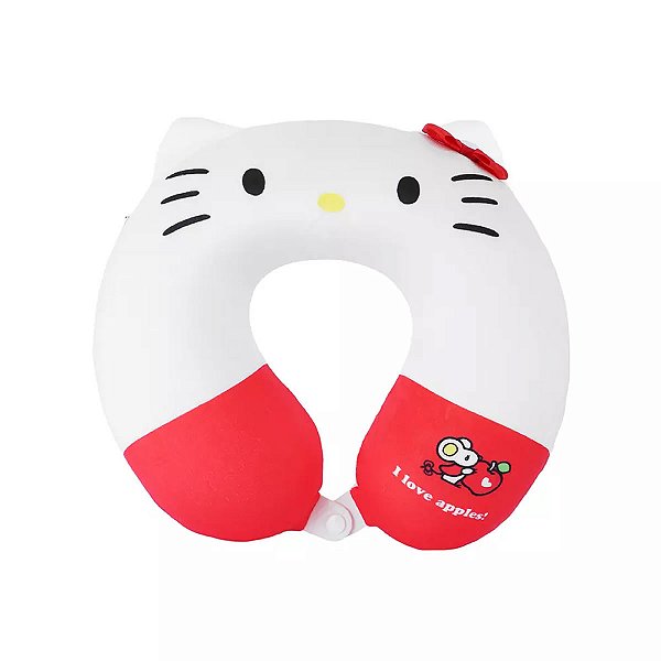ALMOFADA DE PESCOÇO FORMATO DE U MODELO SANRIO HELLO KITTY COM LAÇO