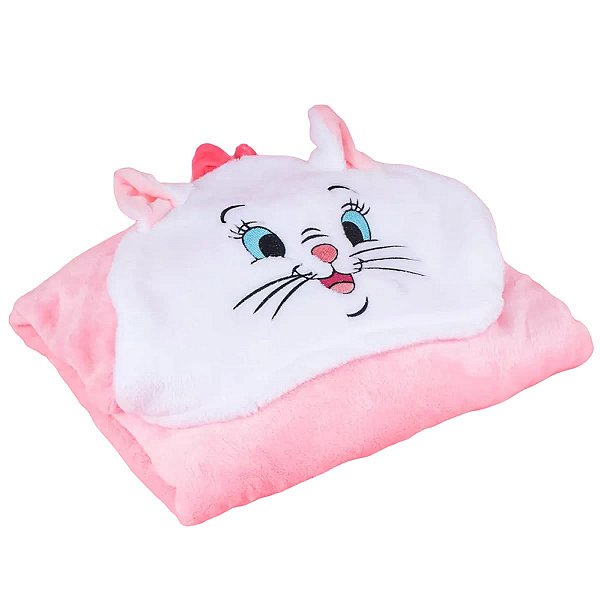 COBERTOR INFANTIL COM CAPUZ COLEÇÃO DISNEY GATA MARIE 140 X 90 CM.