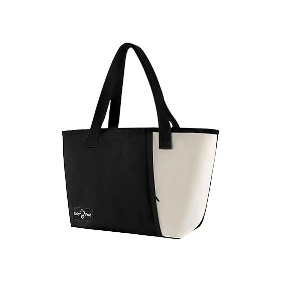 BOLSA TERMICA MOUSSE VINTAGE BICOLOR PRETO E BEGE 36X21X14CM