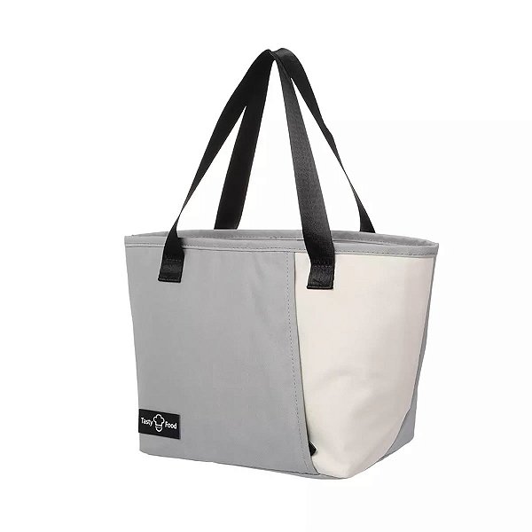 BOLSA TERMICA MOUSSE VINTAGE BICOLOR CINZA E BEGE 36 X 21 X 14 CM