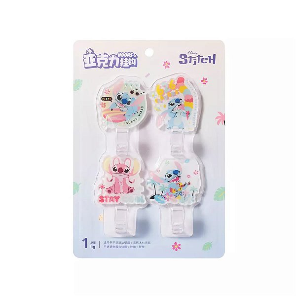 GANCHOS ADESIVOS COLEÇÃO DISNEY STITCH 4 PÇS.