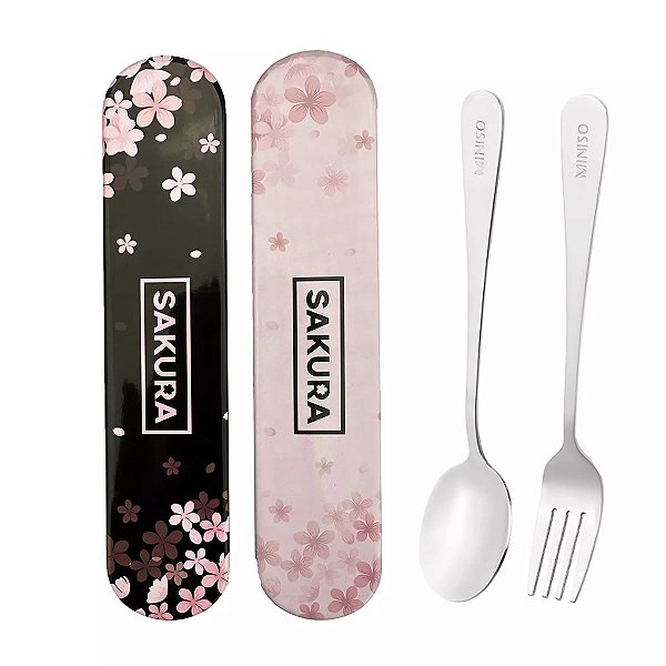 CONJUNTO DE TALHERES EM INÓX COM ESTOJO MODELO SAKURA TAM.18 CM