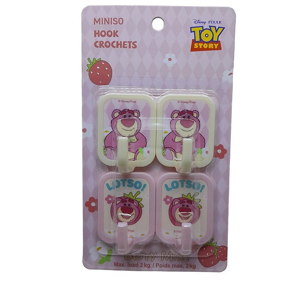 CONJUNTO DE GANCHOS ADESIVOS COLEÇÃO DISNEY LOTSO FRUTAS 4 PÇS.