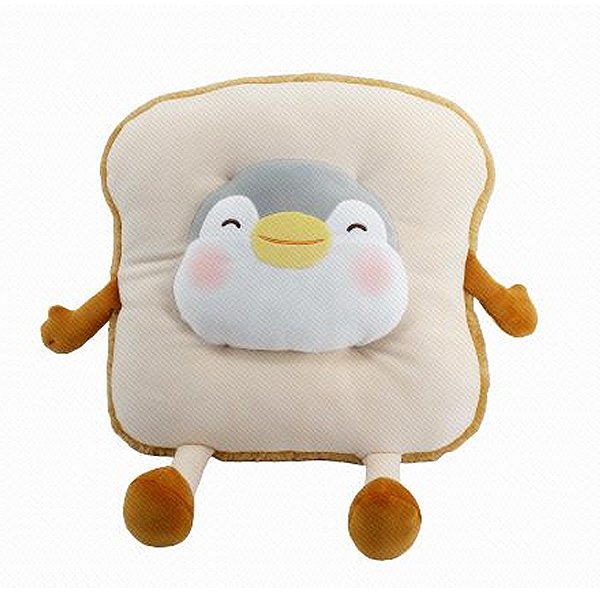 ALMOFADA DE ASSENTO DESIGN DE PÃO FATIADO COM PINGUIM 38 CM.
