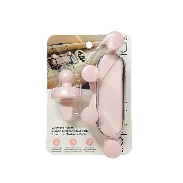 SUPORTE DE CELULAR COM AJUSTE PARA CARRO  ROSA .