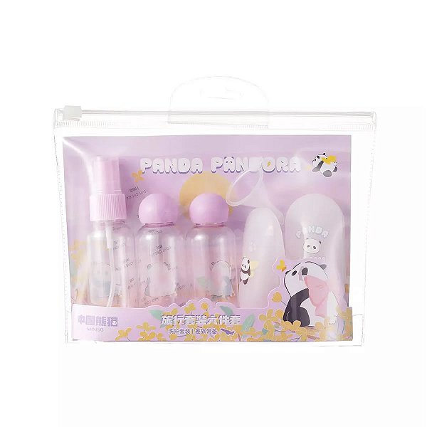 CONJUNTO DE FRASCOS PARA VIAGEM PANDA CHINÊS  6 PÇS.