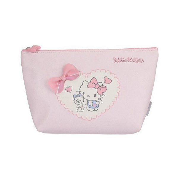 NECESSAIRE OVAL SANRIO HELLO KITTY COM LAÇO TAMANHO 23 CM.
