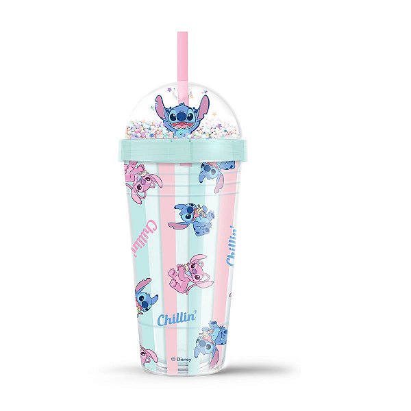 COPO COM CANUDO TUMBLER COLEÇÃO DISNEY STITCH CHILLIN 420 ML.
