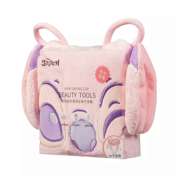 TOUCA PARA SECAGEM DE CABELO COLEÇÃO DISNEY STITCH ANGEL 60 X 23 CM.