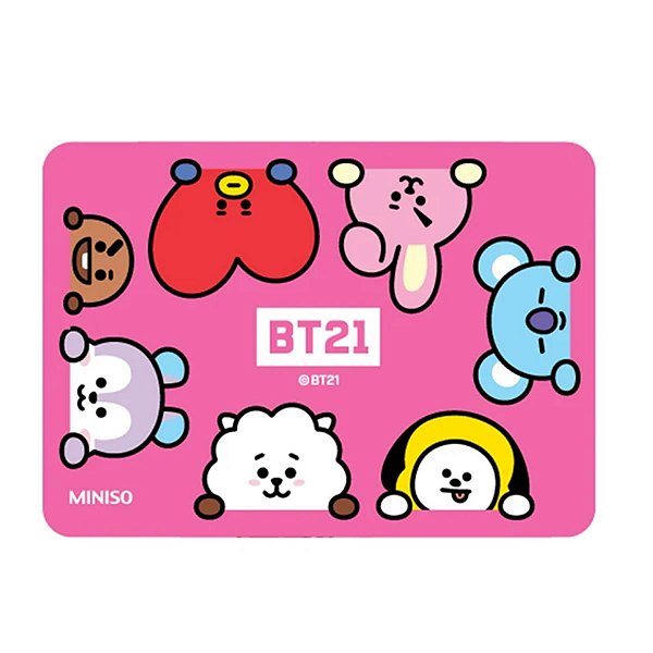 MOUSE PAD RETANGULAR COLEÇÃO BT21 ROSA 26 X 19 CM.