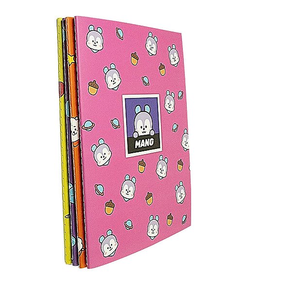 CADERNO BROCHURA COLEÇÃO BT21 32 FOLHAS 25 X 19 CM.