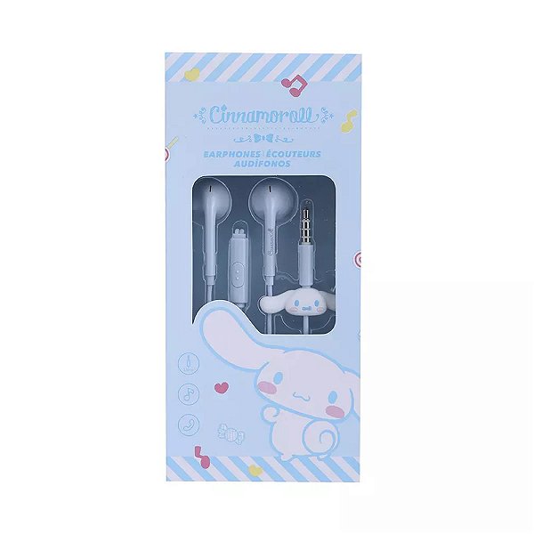 FONE DE OUVIDO COLEÇÃO SANRIO CINNAMOROLL P3 18 X 7,5 X 3 CM.