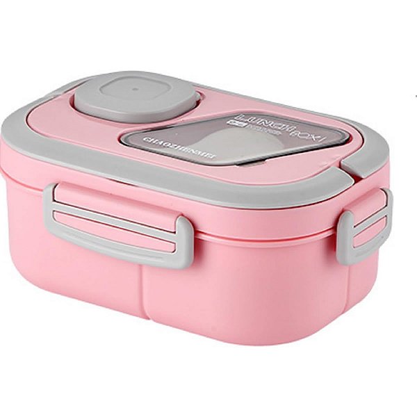 BENTO BOX COM TALHER LUNCH BOX ROSA 1200 ML.TAMANHO 19 X 13 X 10 CM.