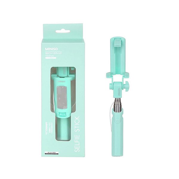 BASTÃO DE SELFIE COM CONECTOR P2 80CM. COR VERDE MINISO