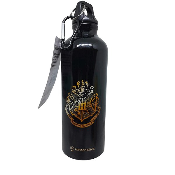 GARRAFA DE ALUMÍNIO COM MOSQUETÃO HARRY POTTER 500 ML. 18,5 X 7 X 7 CM.