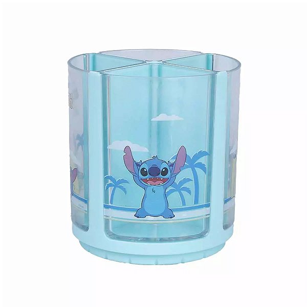 PORTA CANETAS GIRATÓRIO MODELO DISNEY STITCH MINISO 10 X 10,7 CM.