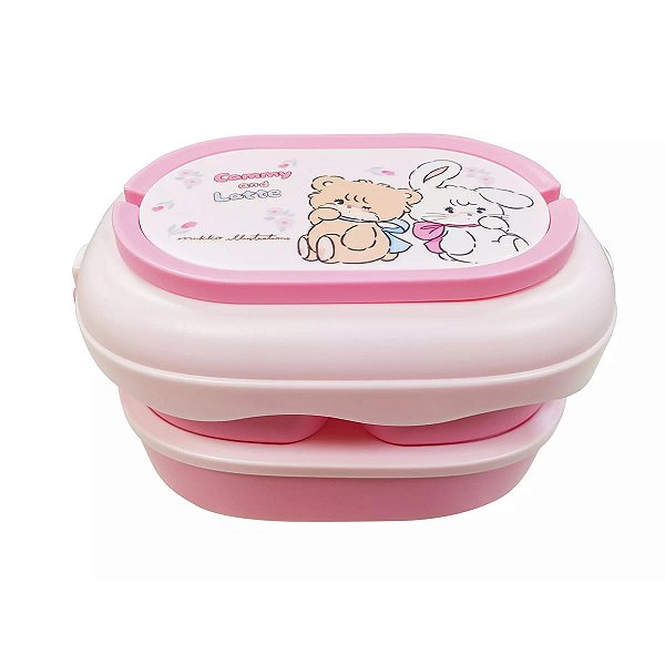 BENTO BOX CAMADA DUPLA COLEÇÃO MIKKO CAMMY AND LATTE MINISO 1600 ML.