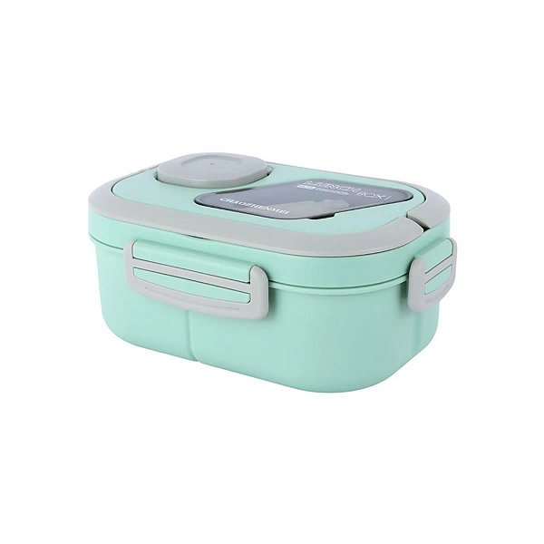 BENTO BOX COM TALHER LUNCH BOX VERDE MINISO 1200 ML.TAMANHO 19 X 13 X 10 CM.