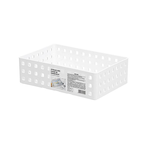 CAIXA DE ARMAZENAMENTO EMPILHÁVEL BRANCO MINISO 21 X 14 X 6,2 CM.