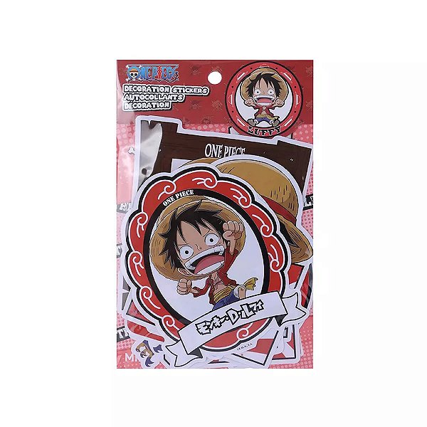 ADESIVO DECORATIVO COLEÇÃO MINISO ONE PIECE LUFFY 15 PEÇAS